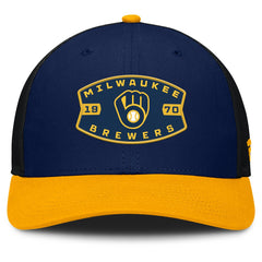 Milwaukee Brewers Cutoff Adjustable Trucker Hat Navy/Gold