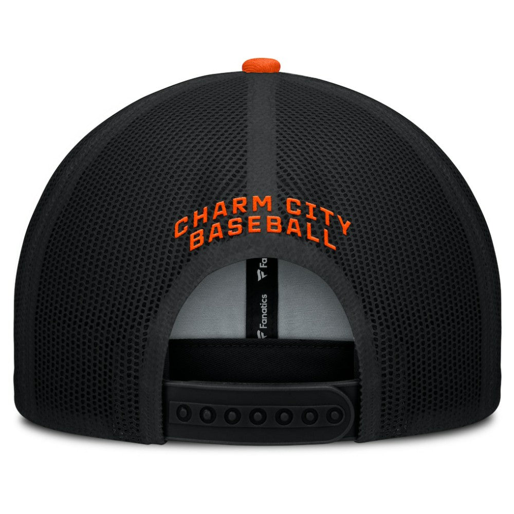 Baltimore Orioles Cutoff Adjustable Trucker Hat Black/Orange