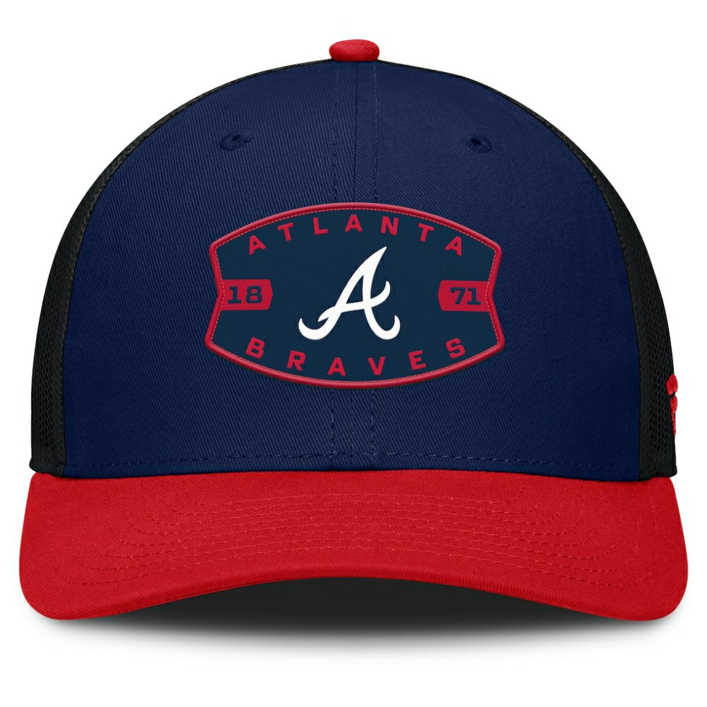 Atlanta Braves Cutoff Adjustable Trucker Hat Navy/Red