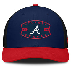 Atlanta Braves Cutoff Adjustable Trucker Hat Navy/Red
