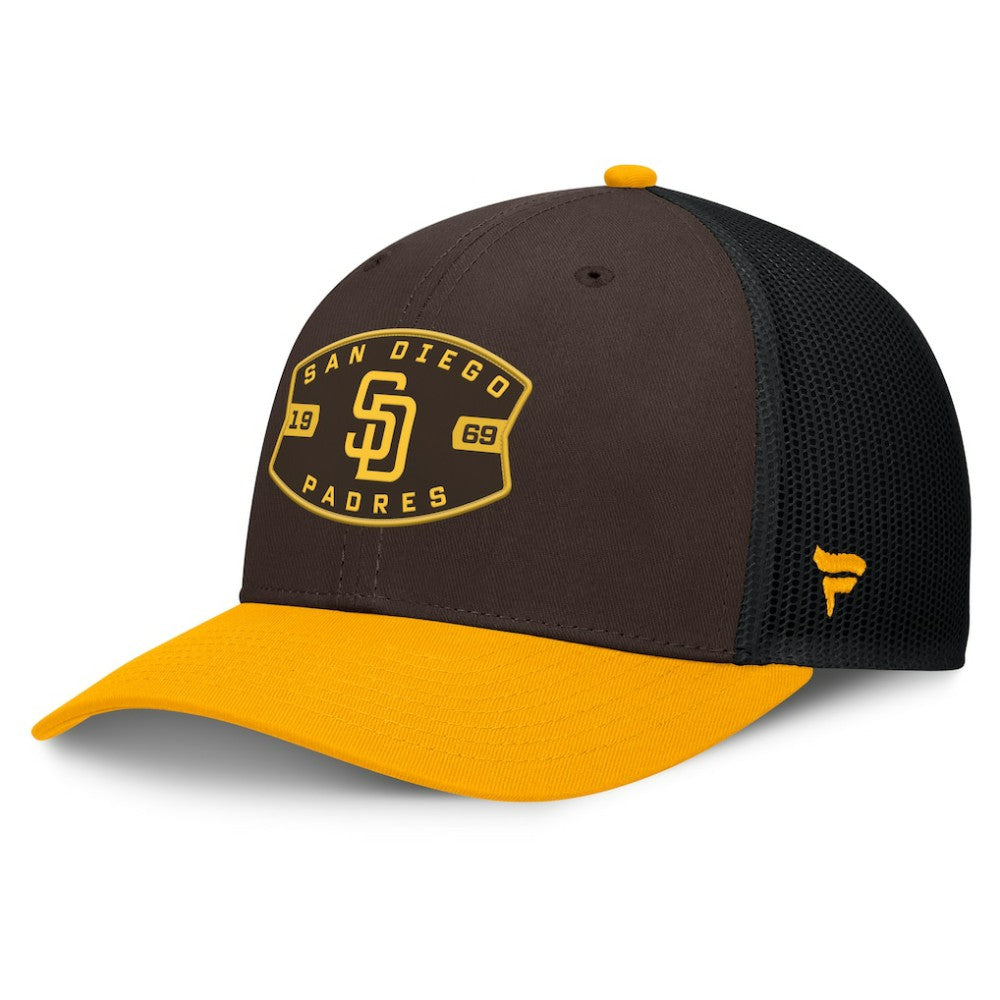 San Diego Padres Cutoff Adjustable Trucker Hat Brown/Gold