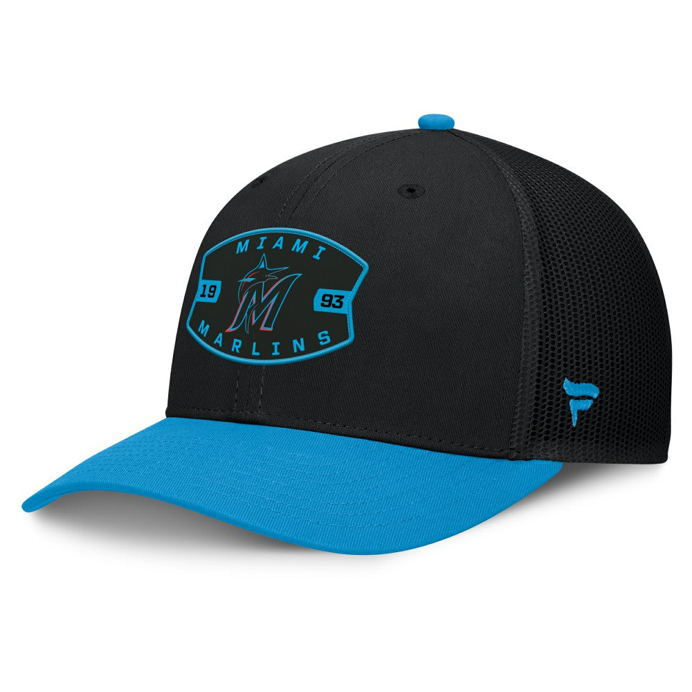 Miami Marlins Cutoff Adjustable Trucker Hat Black/Blue