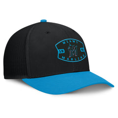 Miami Marlins Cutoff Adjustable Trucker Hat Black/Blue