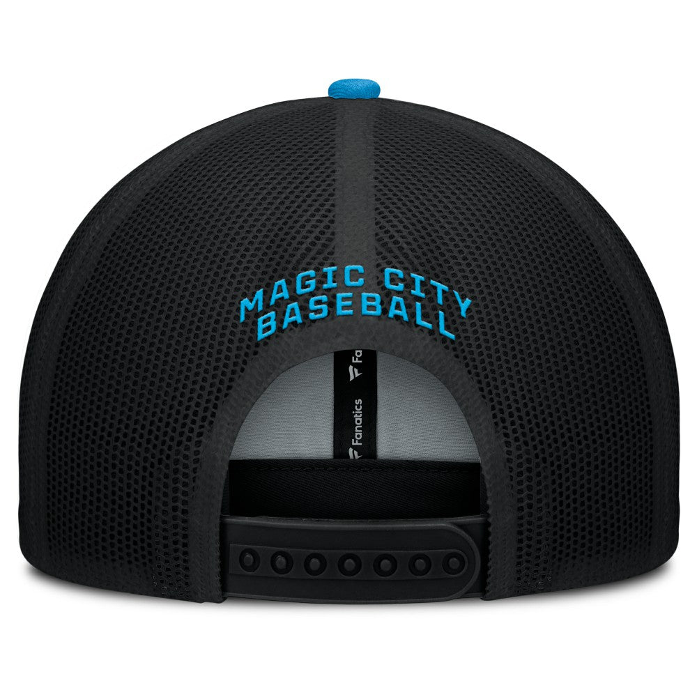 Miami Marlins Cutoff Adjustable Trucker Hat Black/Blue