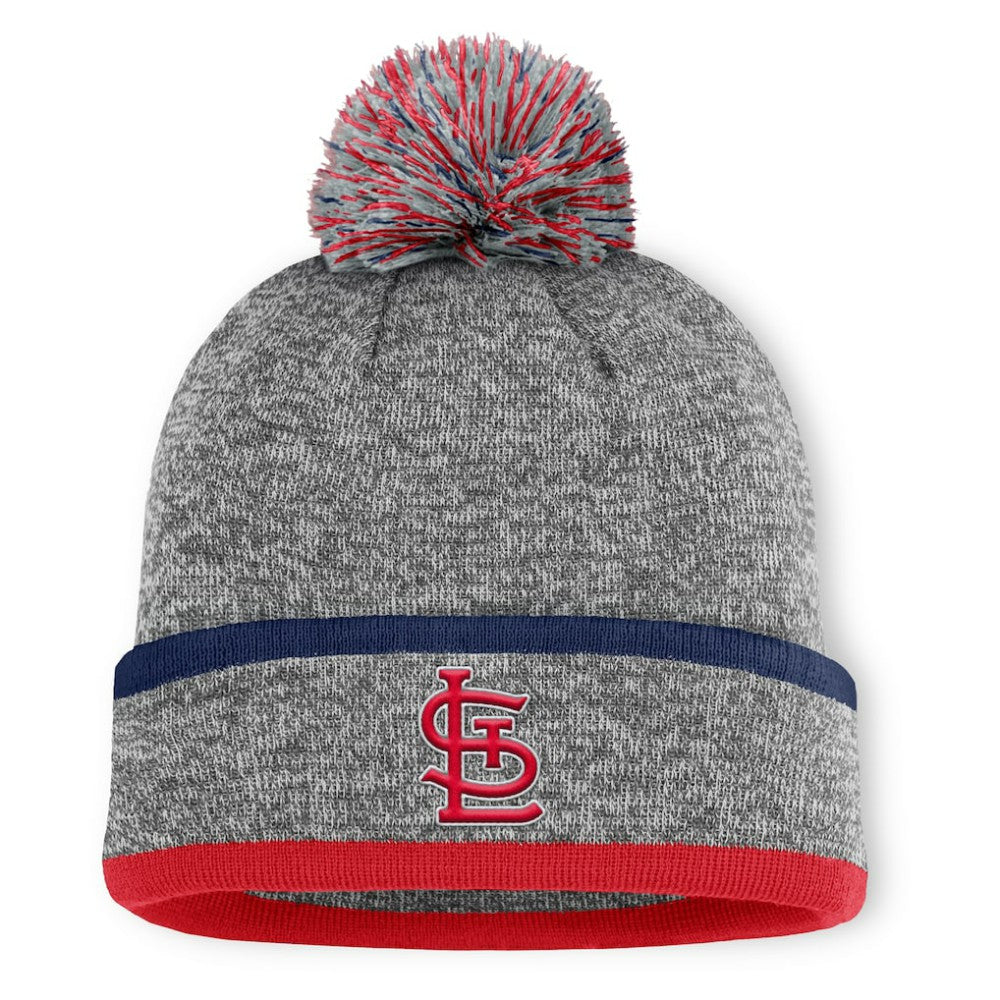 St. Louis Cardinals Backstop Cuffed Knit Hat with Pom Heather Gray