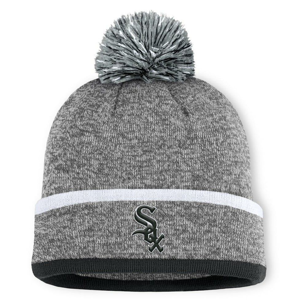 Chicago White Sox Backstop Cuffed Knit Hat with Pom Heather Gray