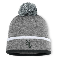Chicago White Sox Backstop Cuffed Knit Hat with Pom Heather Gray