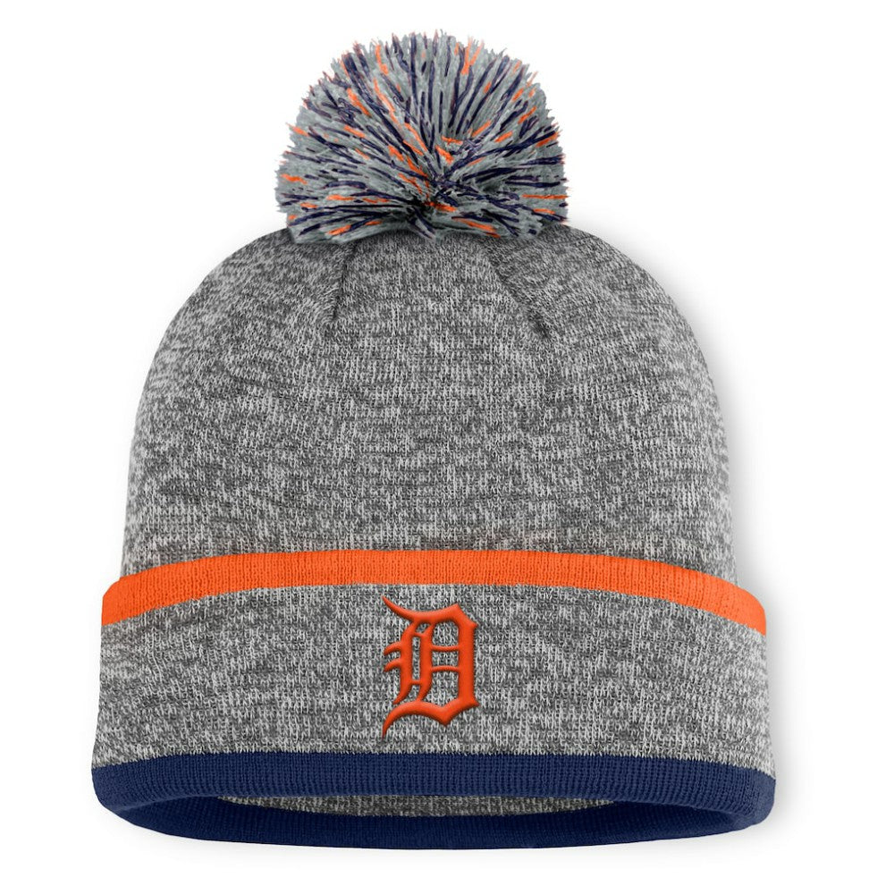 Detroit Tigers Backstop Cuffed Knit Hat with Pom Heather Gray