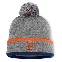 Detroit Tigers Backstop Cuffed Knit Hat with Pom Heather Gray