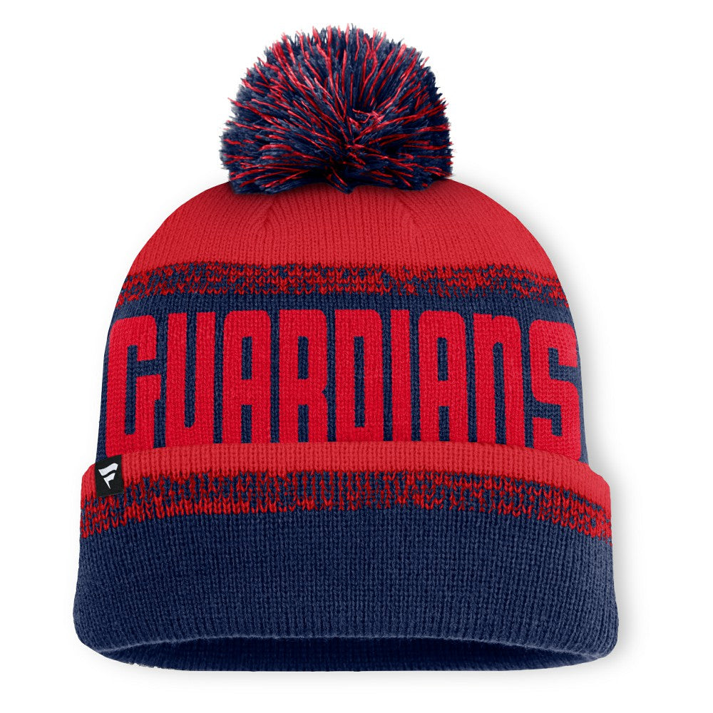 Cleveland Guardians No-Doubter Cuffed Knit Hat with Pom Navy/Red