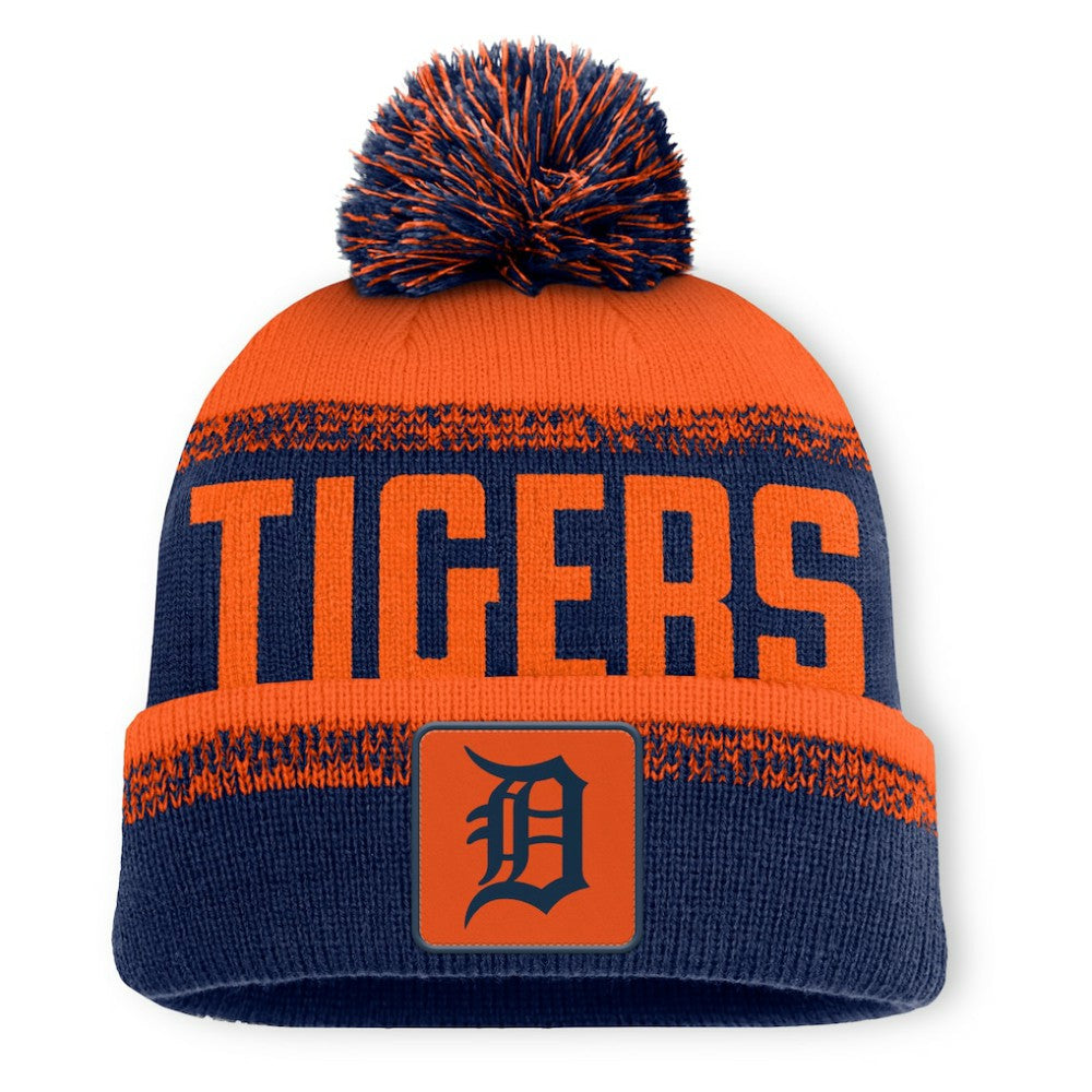 Detroit Tigers No-Doubter Cuffed Knit Hat with Pom Navy/Orange