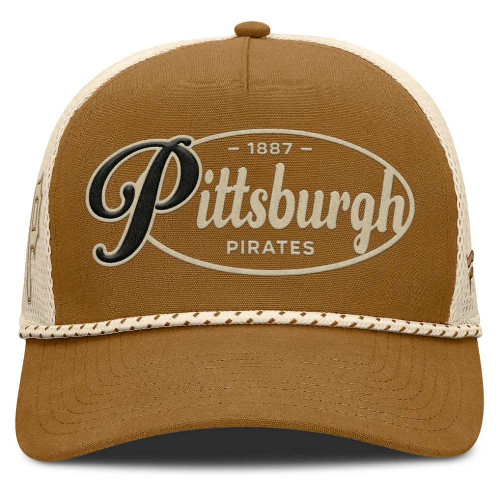 Pittsburgh Pirates A-Frame Trucker Adjustable Hat Brown