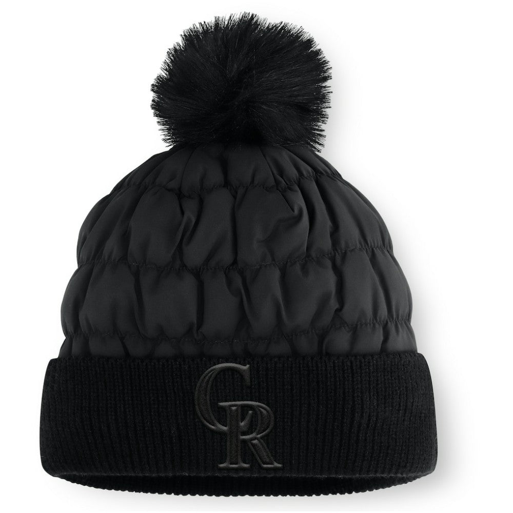 Colorado Rockies Nightcap Cuffed Knit Hat with Pom Black