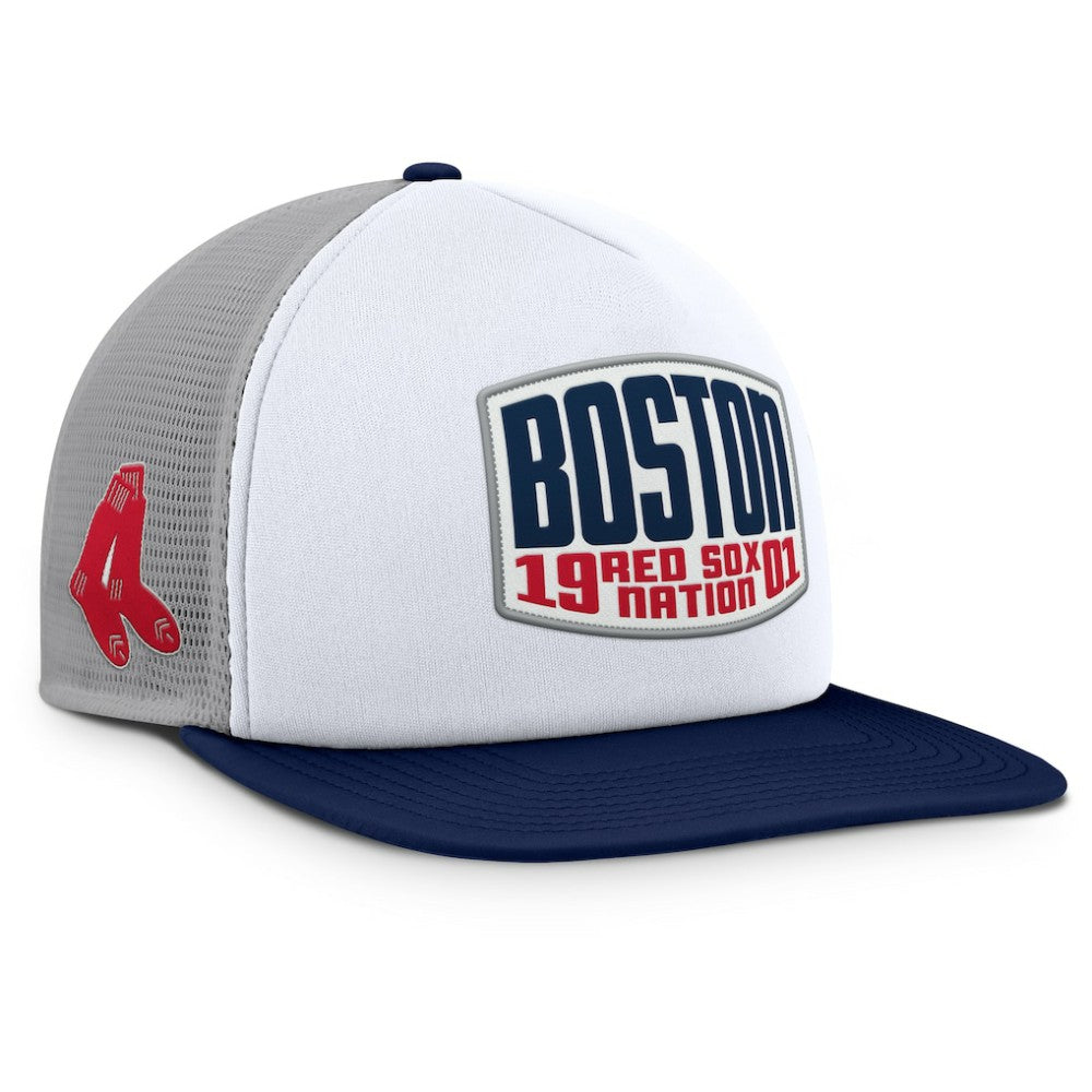 Boston Red Sox Cranked Foam Front Patch Trucker Adjustable Hat Gray/White