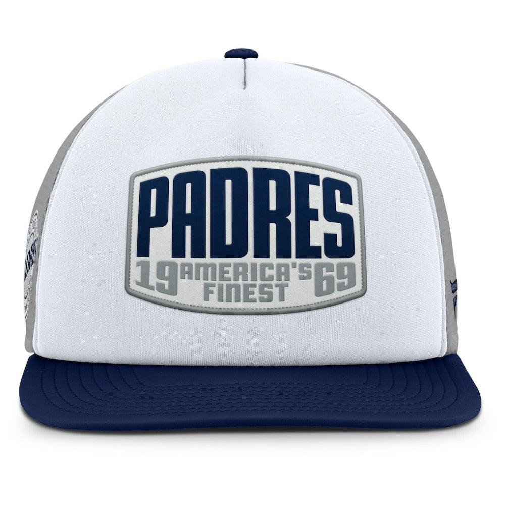 San Diego Padres Cranked Foam Front Patch Trucker Adjustable Hat Gray/White