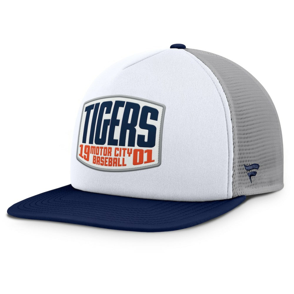Detroit Tigers Cranked Foam Front Patch Trucker Adjustable Hat Gray/White