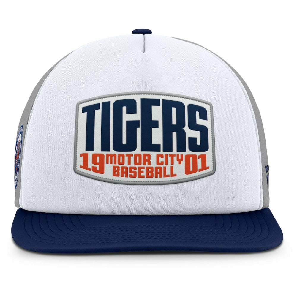 Detroit Tigers Cranked Foam Front Patch Trucker Adjustable Hat Gray/White