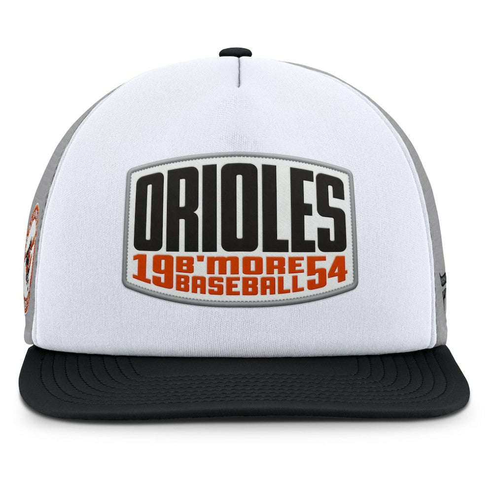 Baltimore Orioles Cranked Foam Front Patch Trucker Adjustable Hat Gray/White