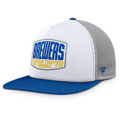 Milwaukee Brewers Cranked Foam Front Patch Trucker Adjustable Hat Gray/White