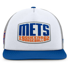 New York Mets Cranked Foam Front Patch Trucker Adjustable Hat Gray/White