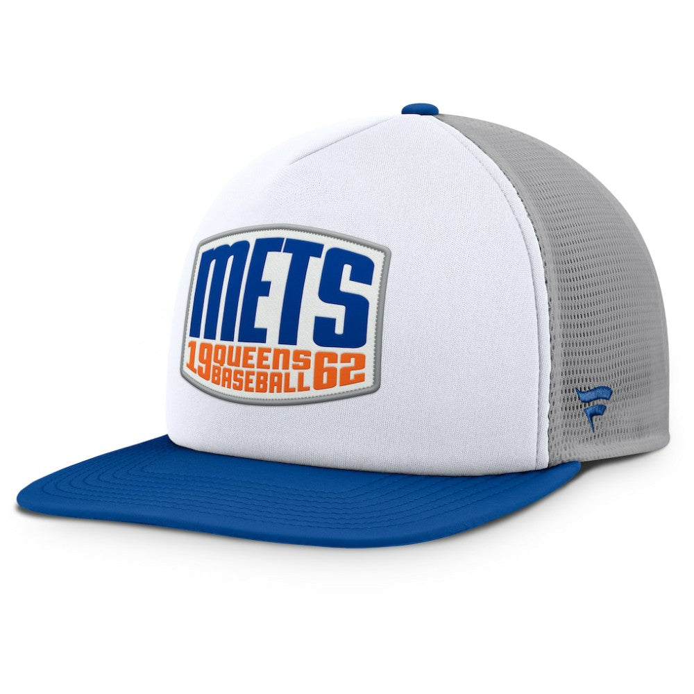 New York Mets Cranked Foam Front Patch Trucker Adjustable Hat Gray/White