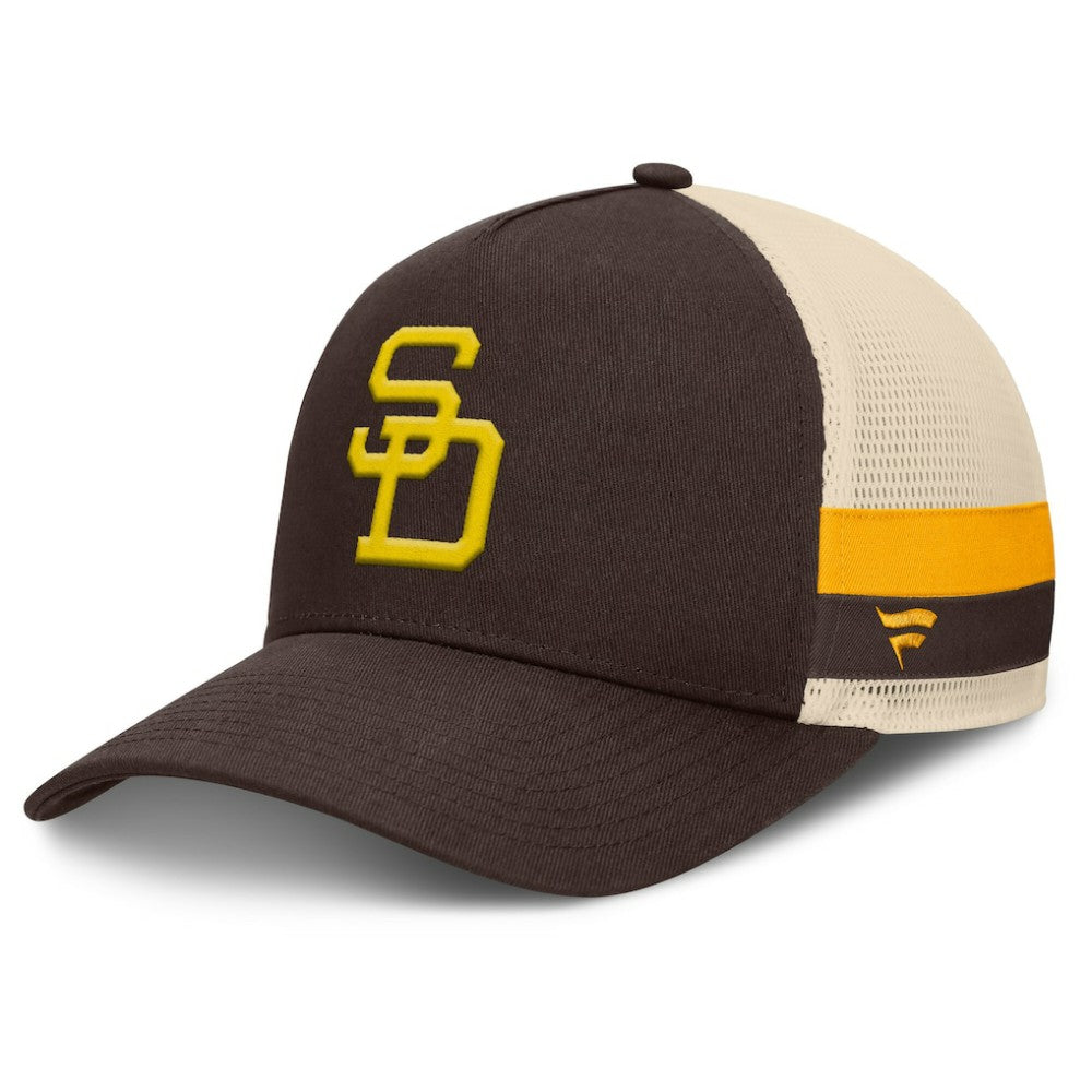 San Diego Padres Inherited Side Stripe Trucker Adjustable Hat Brown/Natural