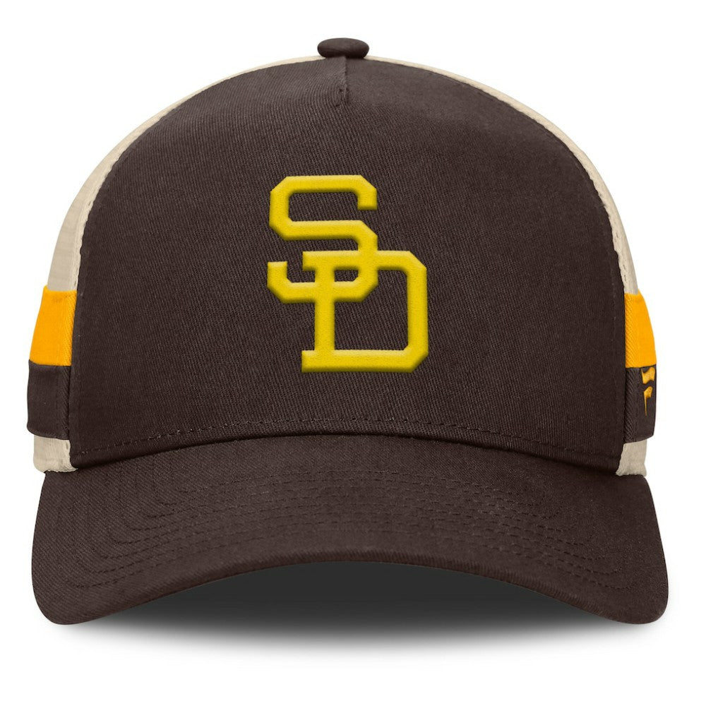 San Diego Padres Inherited Side Stripe Trucker Adjustable Hat Brown/Natural