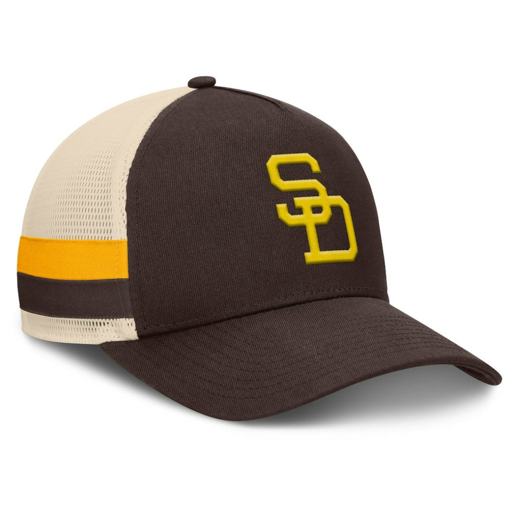 San Diego Padres Inherited Side Stripe Trucker Adjustable Hat Brown/Natural
