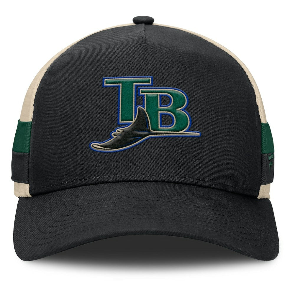 Tampa Bay Rays Inherited Side Stripe Trucker Adjustable Hat Black/Natural