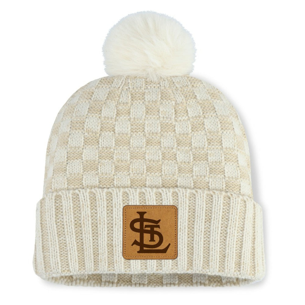 St. Louis Cardinals Women's Matchstick Cuffed Knit Hat with Pom- Natural