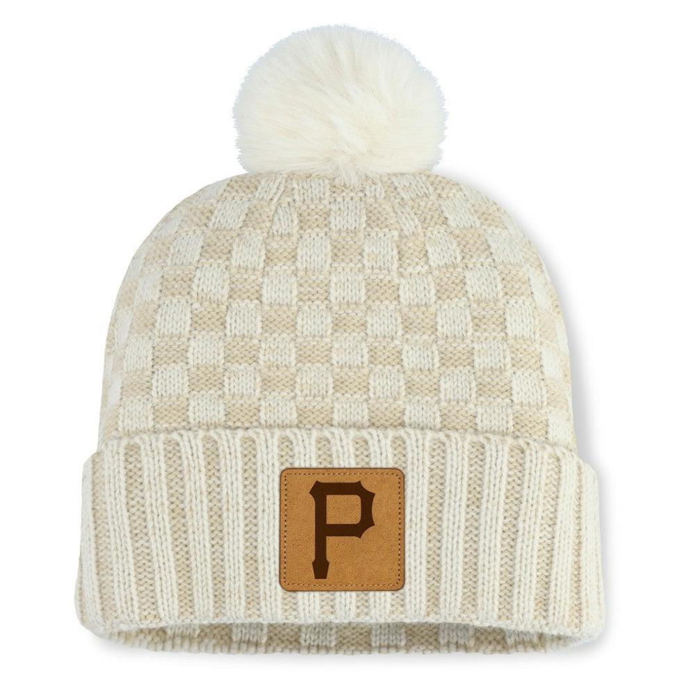 Pittsburgh Pirates Women's Matchstick Cuffed Knit Hat with Pom- Natural