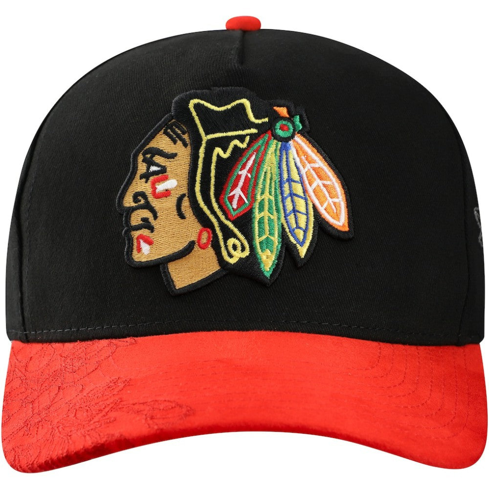 Chicago Blackhawks Mitchell & Ness May Flowers Pro Crown Adjustable Hat Black/Red