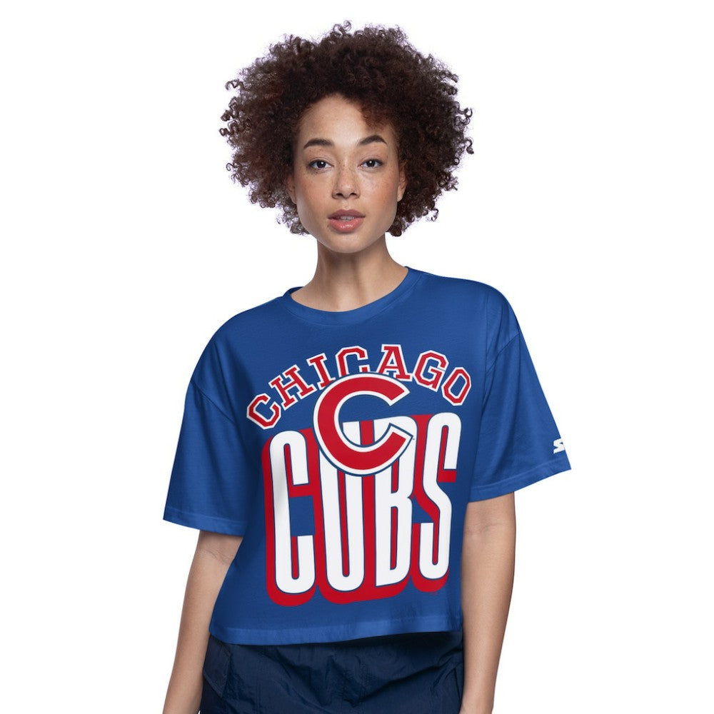 Chicago Cubs Starter Women's Play the Ball Boxy Cropped T-Shirt Royal