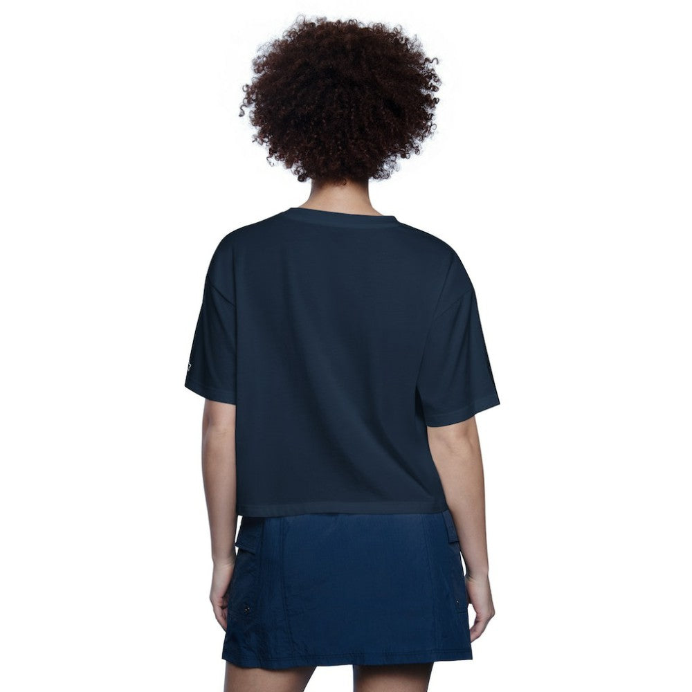Cleveland Guardians Starter Women's Play the Ball Boxy Cropped T-Shirt Navy