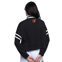 Baltimore Orioles Starter Women's Power Play Cropped Pullover Sweatshirt Black