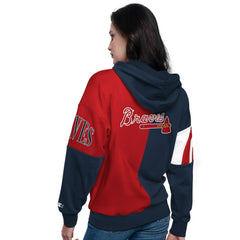 Atlanta Braves Starter Women's Curve Ball Full Zip Hoodie Sweatshirt Navy/Red