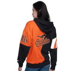 Baltimore Orioles Starter Women's Curve Ball Full Zip Hoodie Sweatshirt Black/Orange
