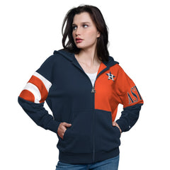 Houston Astros Starter Women's Curve Ball Full Zip Hoodie Sweatshirt Navy/Orange