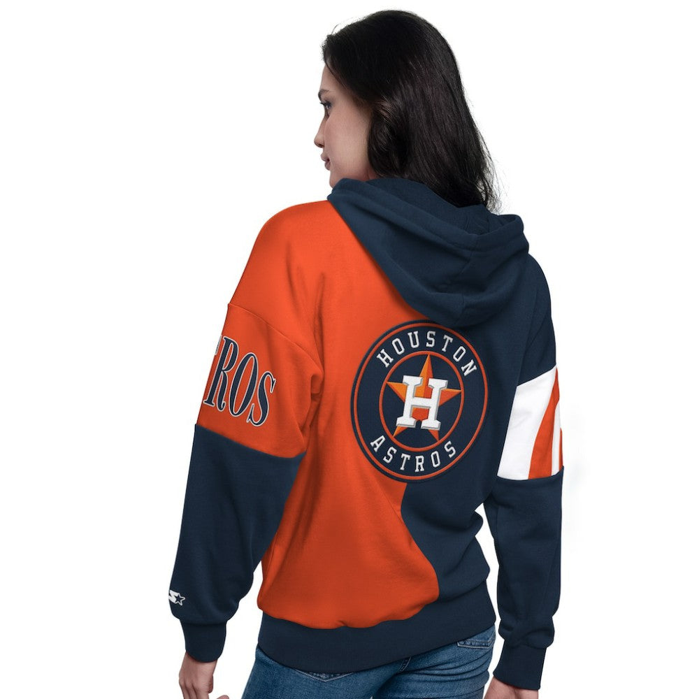 Houston Astros Starter Women's Curve Ball Full Zip Hoodie Sweatshirt Navy/Orange