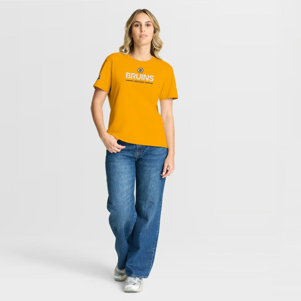 Boston Bruins Fanatics Women's Authentic Pro Primary T-Shirt Gold
