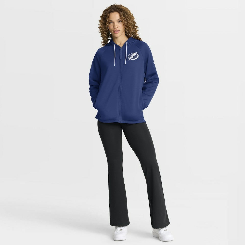 Tampa Bay Lightning Fanatics Women's Authentic Pro Rink Raglan Full-Zip Hoodie Blue