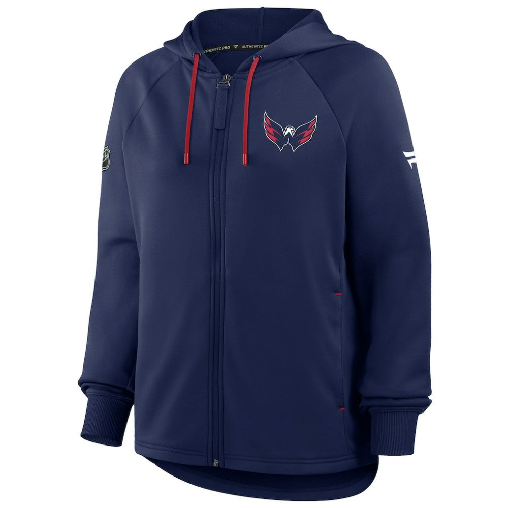 Washington Capitals Fanatics Women's Authentic Pro Rink Raglan Full-Zip Hoodie Navy