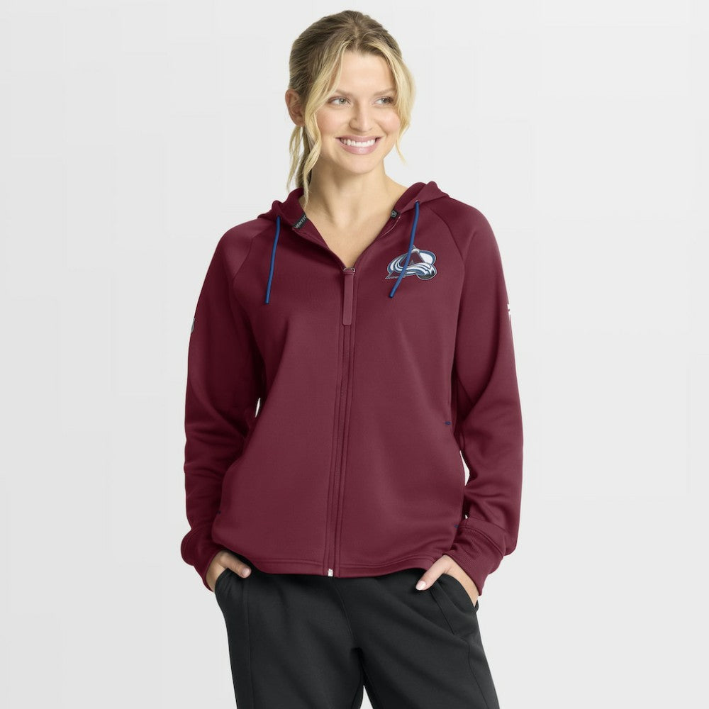 Colorado Avalanche Fanatics Women's Authentic Pro Rink Raglan Full-Zip Hoodie Burgundy