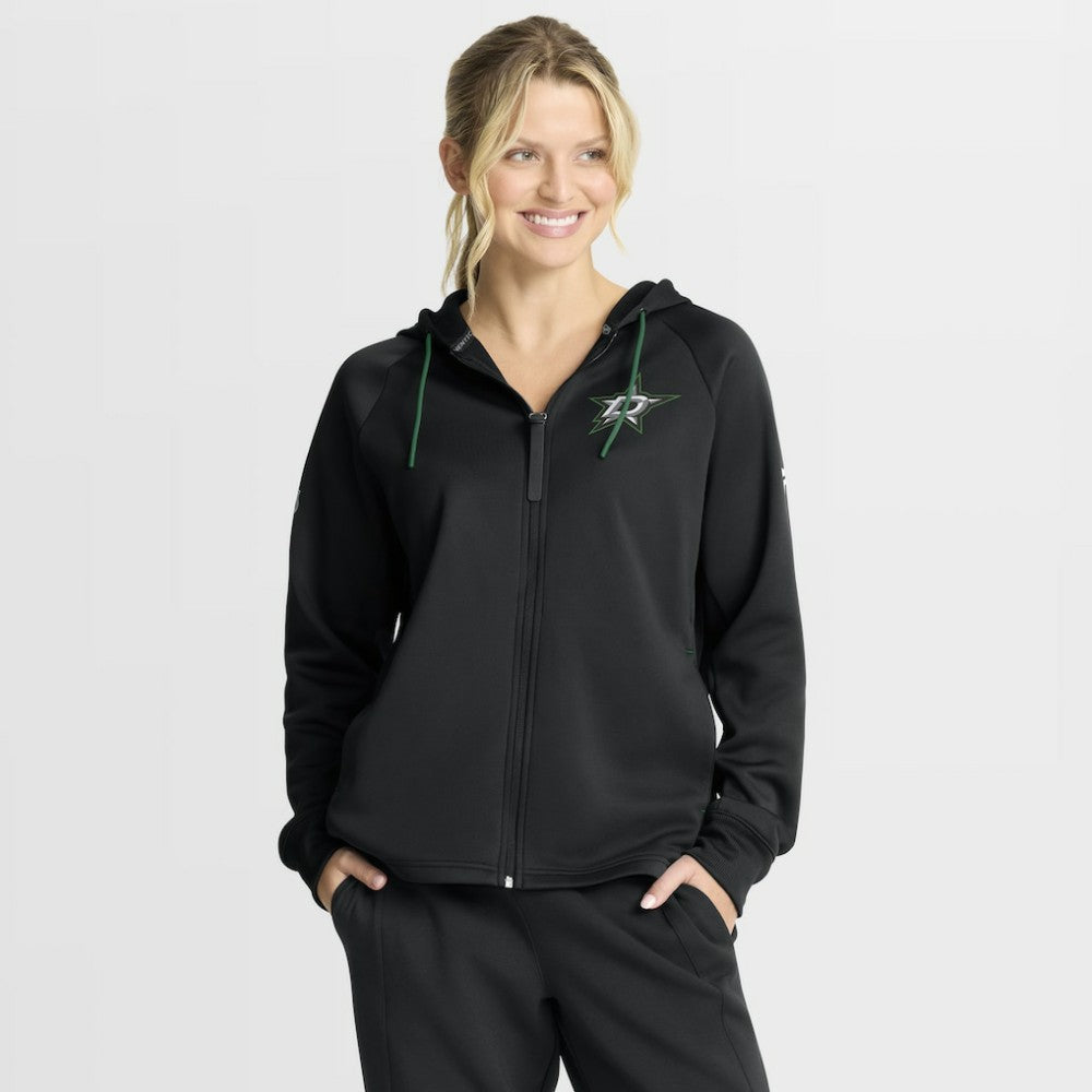 Dallas Stars Fanatics Women's Authentic Pro Rink Raglan Full-Zip Hoodie Black