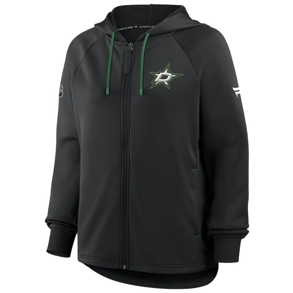 Dallas Stars Fanatics Women's Authentic Pro Rink Raglan Full-Zip Hoodie Black