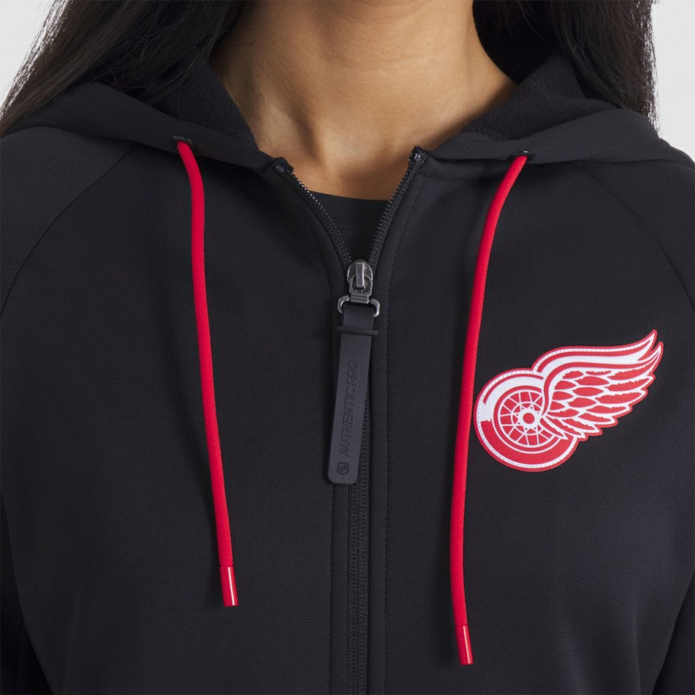 Detroit Red Wings Fanatics Women's Authentic Pro Rink Raglan Full-Zip Hoodie Black