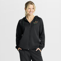 Minnesota Wild Fanatics Women's Authentic Pro Rink Raglan Full-Zip Hoodie Black