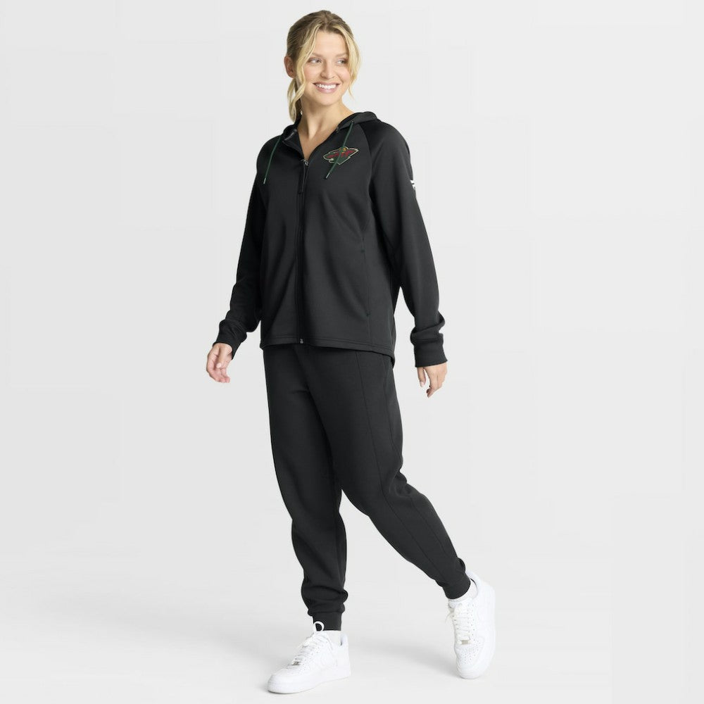 Minnesota Wild Fanatics Women's Authentic Pro Rink Raglan Full-Zip Hoodie Black