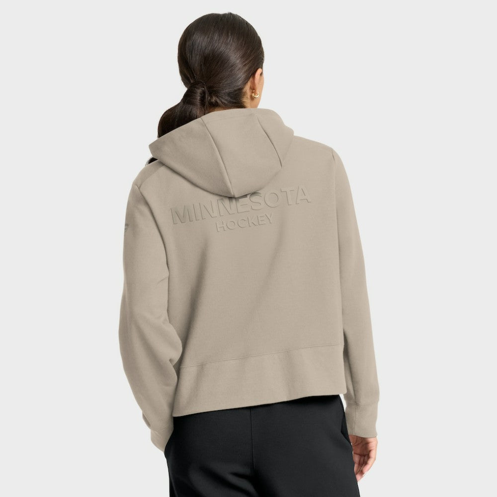 Minnesota Wild Fanatics Women's Authentic Pro Road Tri-Blend Quarter-Zip Hoodie Tan