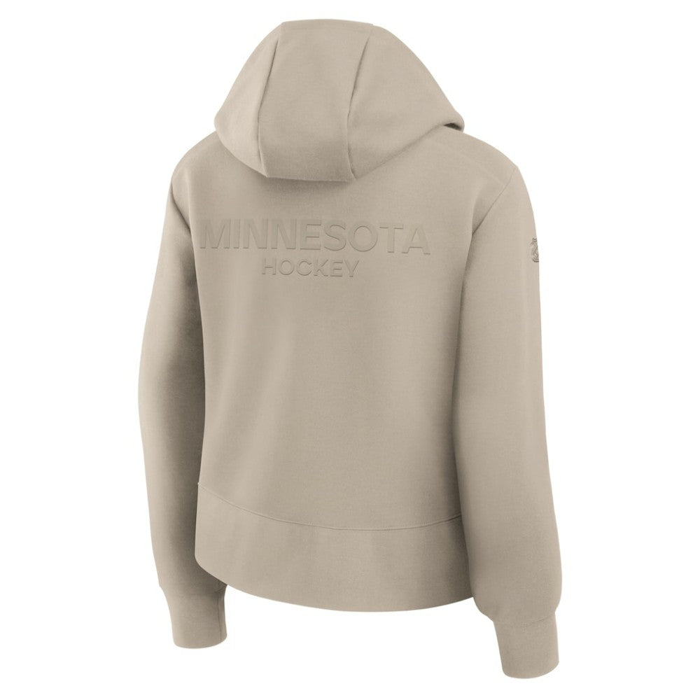 Minnesota Wild Fanatics Women's Authentic Pro Road Tri-Blend Quarter-Zip Hoodie Tan